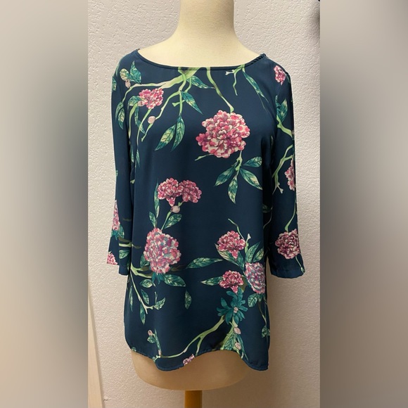 Anthropologie HD in Paris Floral Blouse – Dark Green, Machine Washable - Picture 3 of 7